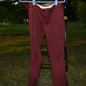 Banana Republic Brick Red, Black Patterned Pants